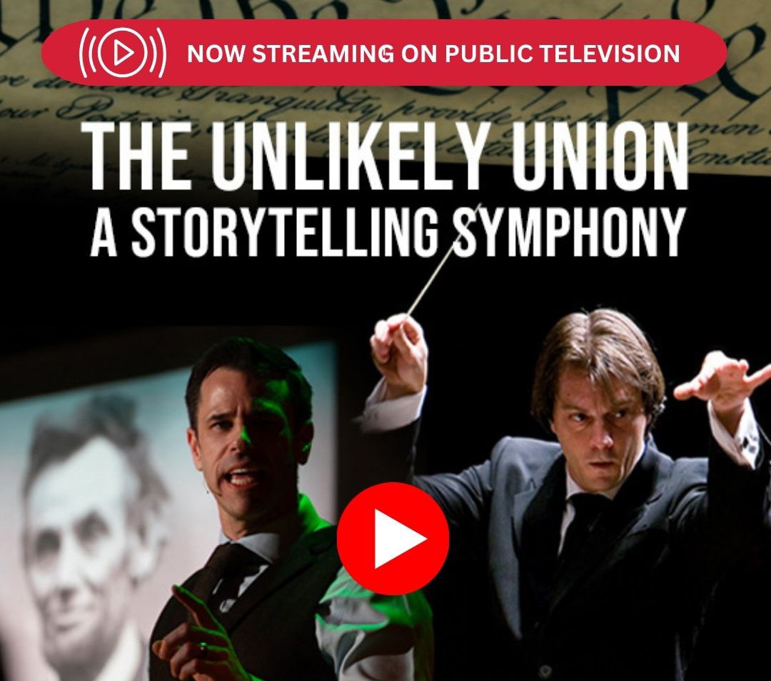 Image of Professor Greg Jackson and Daniel Meyer, Conductor and the words The Unlikely Union